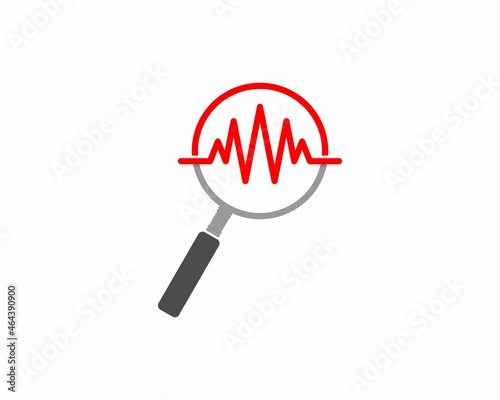 Magnifying glasses with medical heartbeat inside