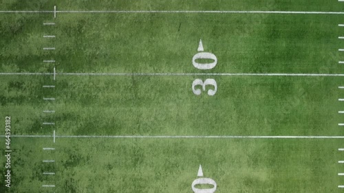 Drone angle of football field yard markers