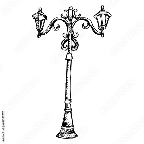Sketch of street light. Hand drawing illustration. 
