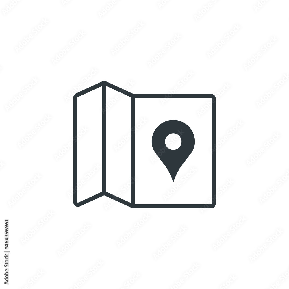 Map icon. Simple outline style. Road, place, journey, pin, landmark, find, point, paper, flat, travel, street marker concept. Vector illustration isolated on white background Editable stroke EPS 10 Map icon. Simple outline style. Road, place, journey, pin, landmark, find, point, paper, flat, travel, street marker concept. Vector illustration isolated on white background Editable stroke EPS 10