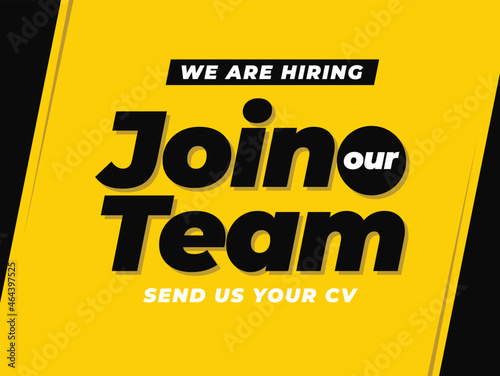 Hiring recruitment poster design. Vector illustration. Open a Template design job.