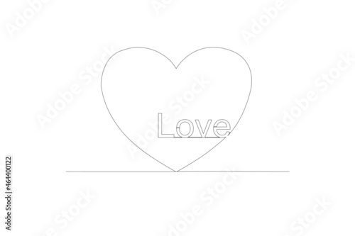 Vector illustration. Symbol design heart about love The hand-drawn continuously on a white background
