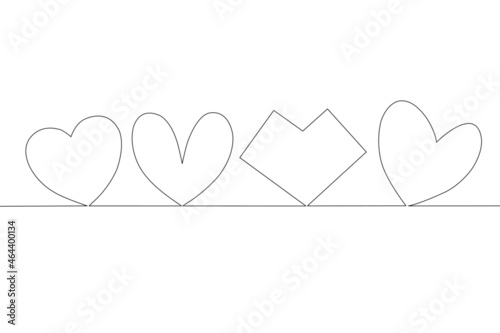 Vector illustration. Symbol design heart about love The hand-drawn continuously on a white background