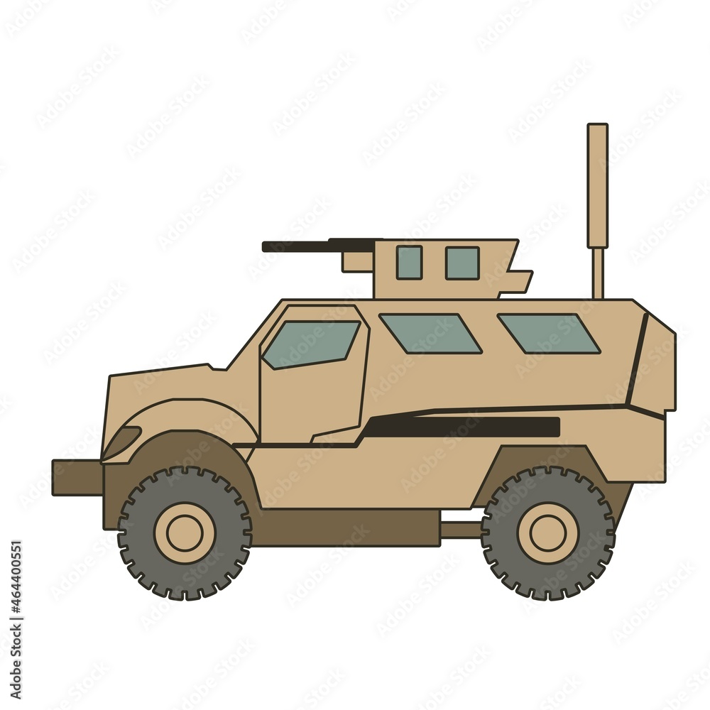 military armored vehicle with machine gun side view vector design military armored vehicle with machine gun side view vector design