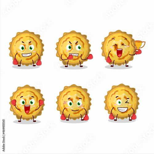 A sporty custard tart boxing athlete cartoon mascot design