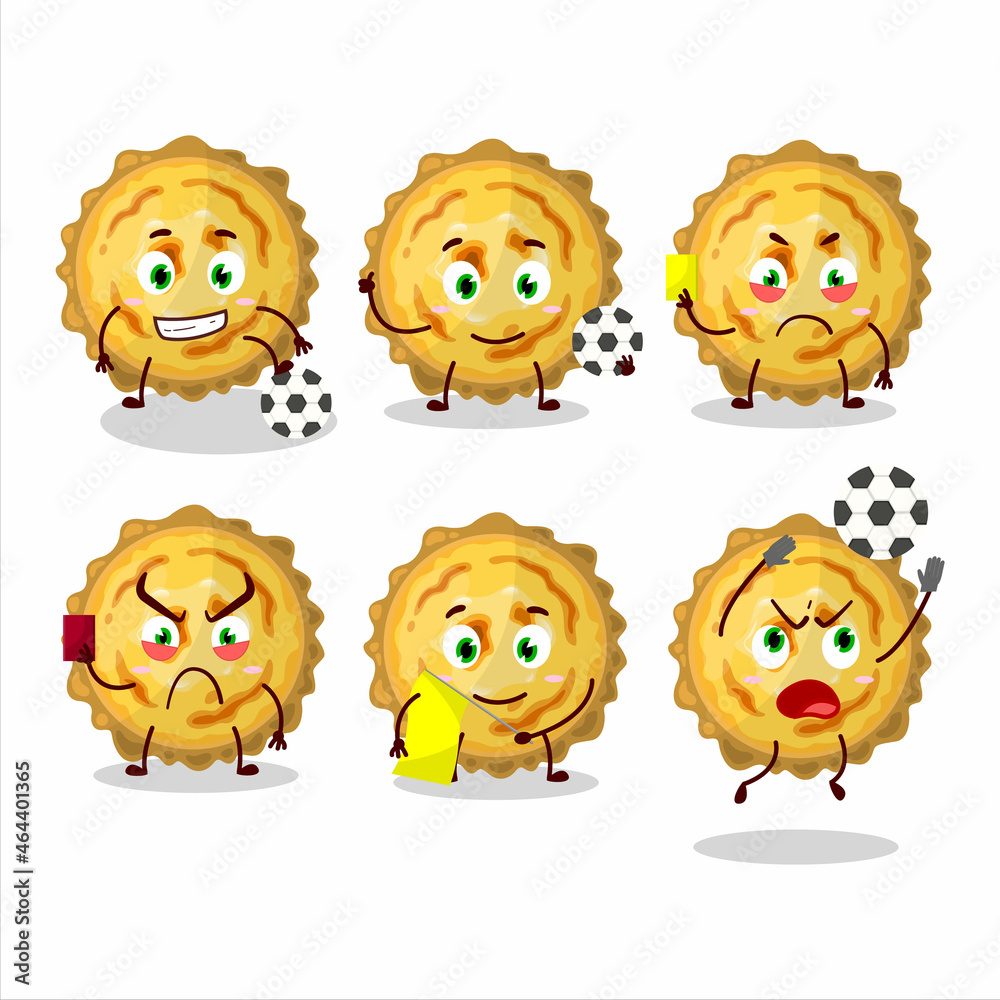 Custard tart cartoon character working as a Football referee Custard tart cartoon character working as a Football referee