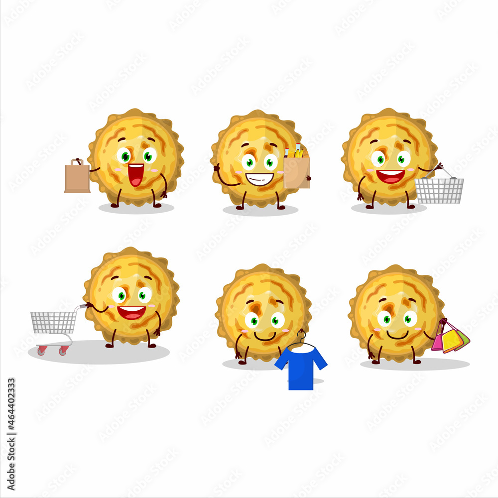 A Rich custard tart mascot design style going shopping A Rich custard tart mascot design style going shopping