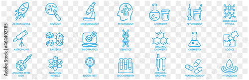 Science scientific line icons set collection vector illustration.