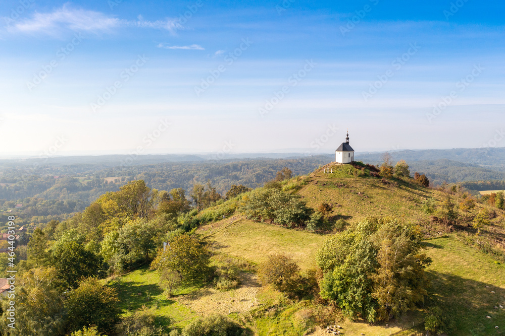 landscape with St Anna chapel, Vysker village, Bohemian Paradiise, Czech republic