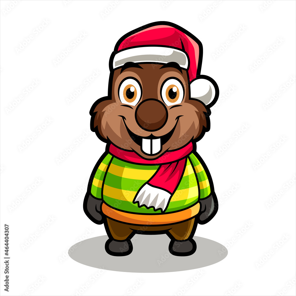 squirel christmast, funny mascot vector illustration squirel christmast, funny mascot vector illustration
