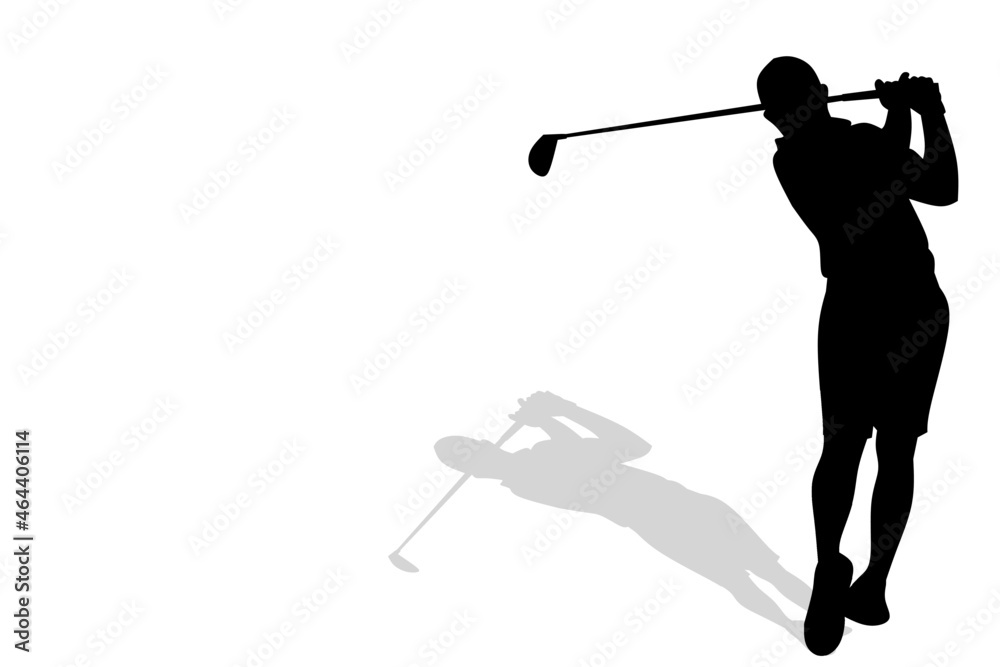 Golfer swing golf stick silhouette illustration vector