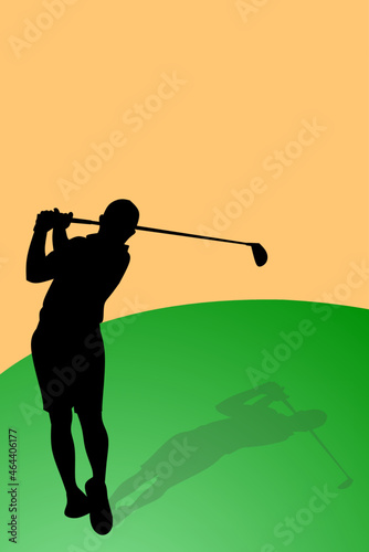 Golfer swing golf stick silhouette illustration vector