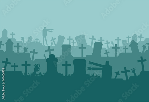 Cemetery halloween Horizontal pattern. All Hallows Eve background. Place for text