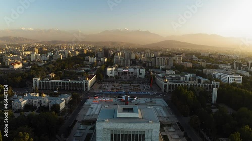 Bishkek - Drone fly over Ala Too Square - Kyrgyzstan Capital photo