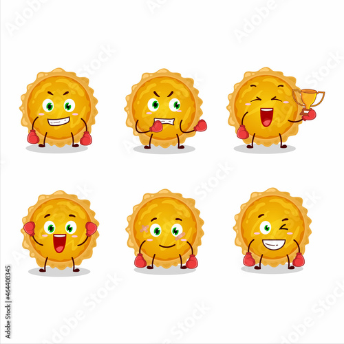 A sporty egg tart boxing athlete cartoon mascot design