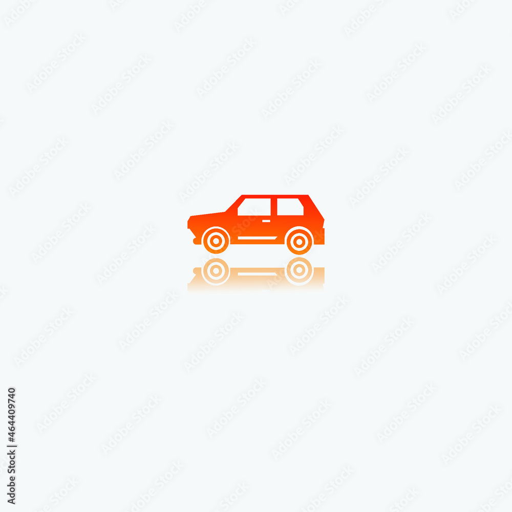 car icon vector symbol on white background. eps10. car icon on White Background with a mirror Shadow reflection. Flat Vector Icon.
