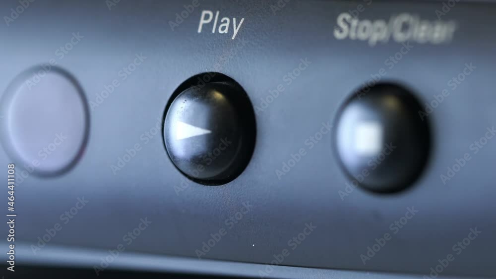 tape recorder close-up, a man presses the buttons tape recorder close-up, a man presses the buttons