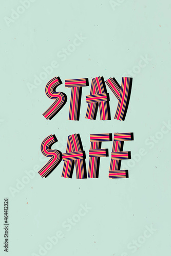 Retro stay safe text vector lettering concentric font typography
