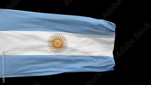 Argentina national flag waving seamless looped with luma matte on a black background, slow motion.