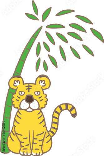 年賀状　寅・虎/This is an illustration of a tiger for a New Year's card. 2022 is the year of the tiger.