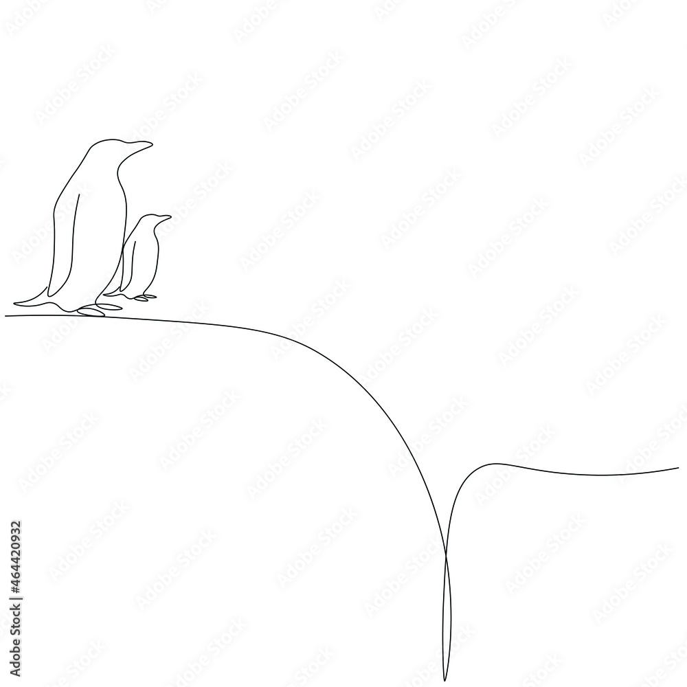 Penguins animal silhouette line drawing vector illustration Penguins animal silhouette line drawing vector illustration