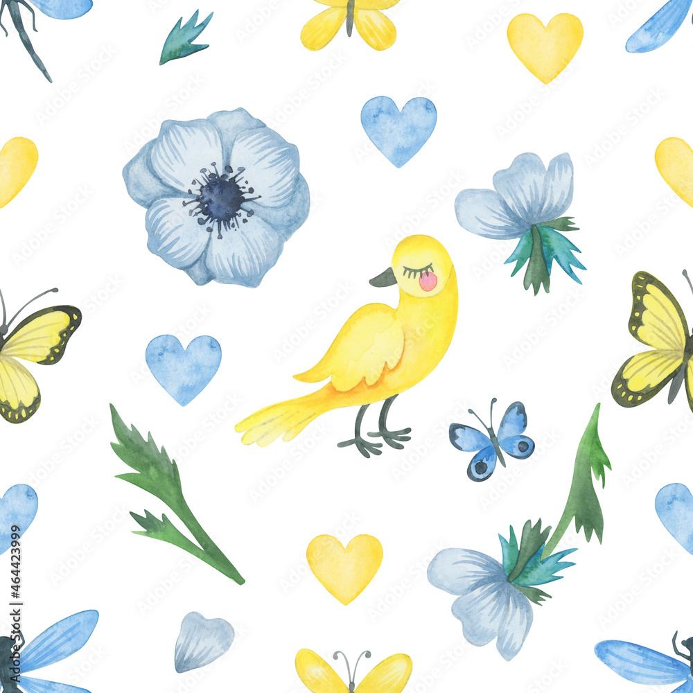 Delicate spring watercolor seamless pattern.