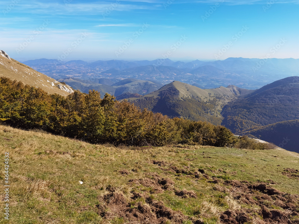 Fantastic view from the park of Monte Cucco during autumn day of october, Italy