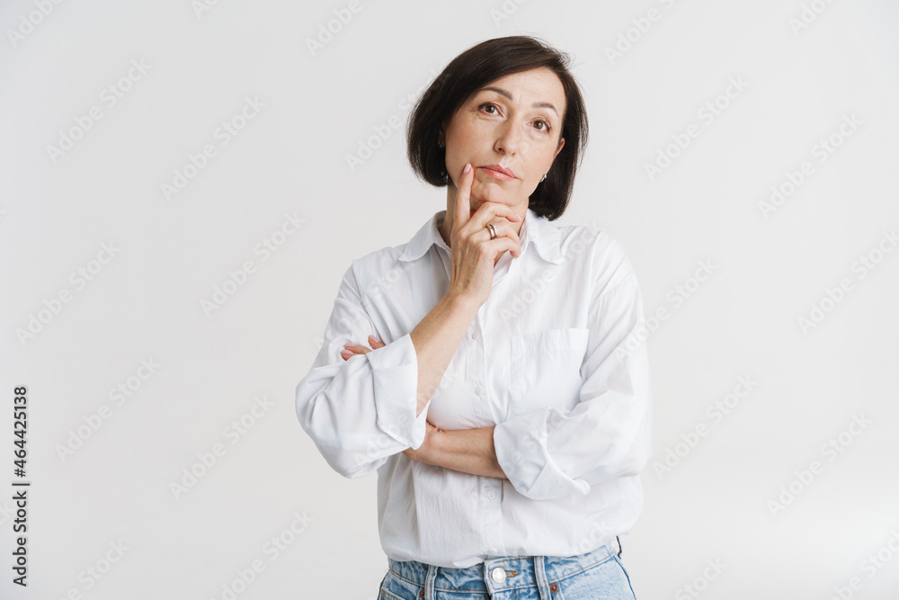 European mature woman looking and posing at camera European mature woman looking and posing at camera