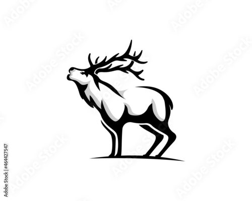 stand elk deer drawn logo template illustration