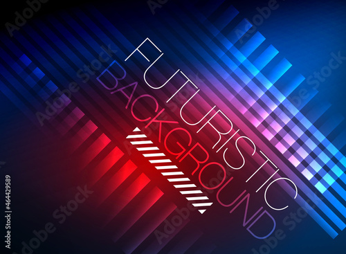 Bright neon color techno abstract background, shiny glowing neon lines in the dark background © antishock