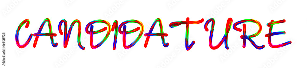 Candidature - text written with colorful custom font on white background. Colorful Alphabet Design 3D Typography Candidature - text written with colorful custom font on white background. Colorful Alphabet Design 3D Typography