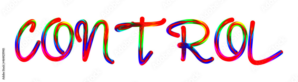 Control - text written with colorful custom font on white background. Colorful Alphabet Design 3D Typography Control - text written with colorful custom font on white background. Colorful Alphabet Design 3D Typography