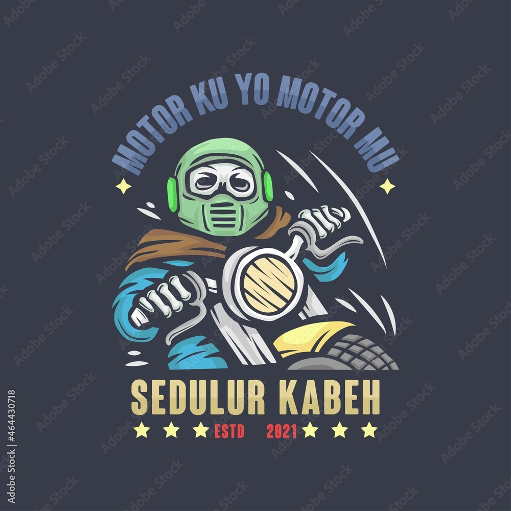 skull motorcycle vintage logo vector illustration