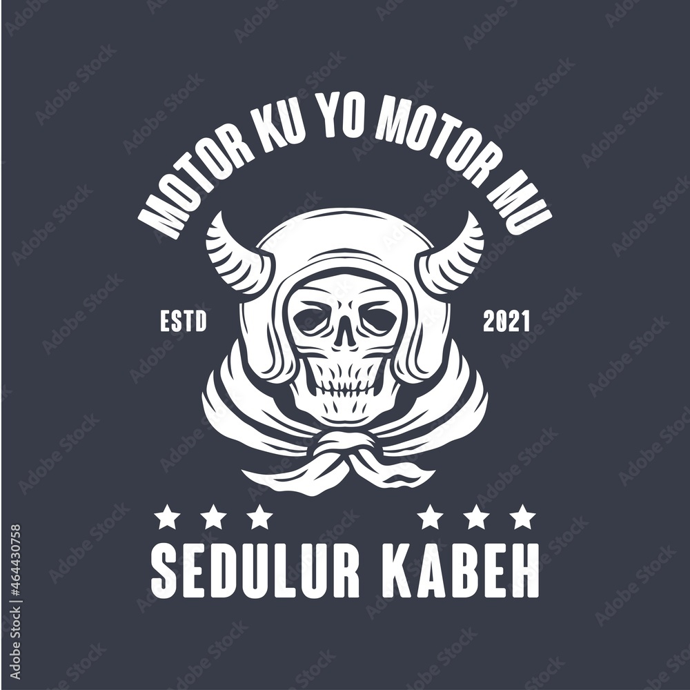 skull motorcycle vintage logo vector illustration