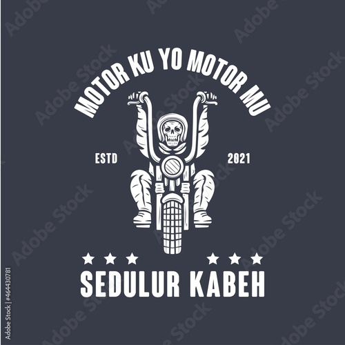 skull motorcycle vintage logo vector illustration