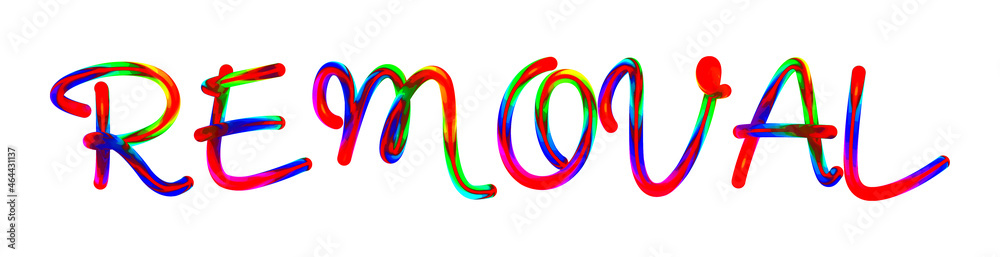 Removal - text written with colorful custom font on white background. Colorful Alphabet Design 3D Typography Removal - text written with colorful custom font on white background. Colorful Alphabet Design 3D Typography