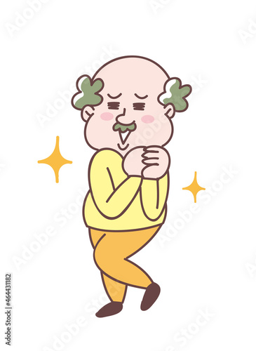 笑顔で喜ぶ若い男性の全身イラスト