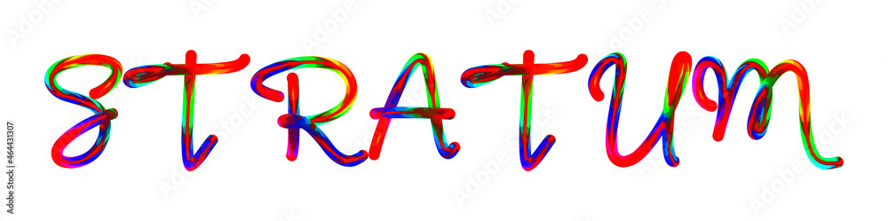 Stratum - text written with colorful custom font on white background. Colorful Alphabet Design 3D Typography Stratum - text written with colorful custom font on white background. Colorful Alphabet Design 3D Typography