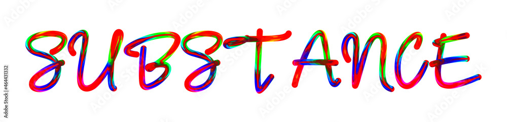 Substance - text written with colorful custom font on white background. Colorful Alphabet Design 3D Typography Substance - text written with colorful custom font on white background. Colorful Alphabet Design 3D Typography