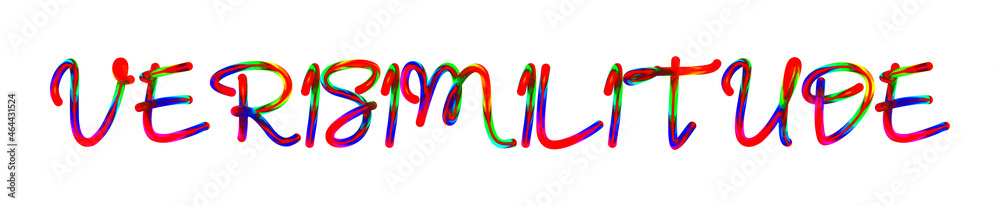 Verisimilitude - text written with colorful custom font on white background. Colorful Alphabet Design 3D Typography Verisimilitude - text written with colorful custom font on white background. Colorful Alphabet Design 3D Typography