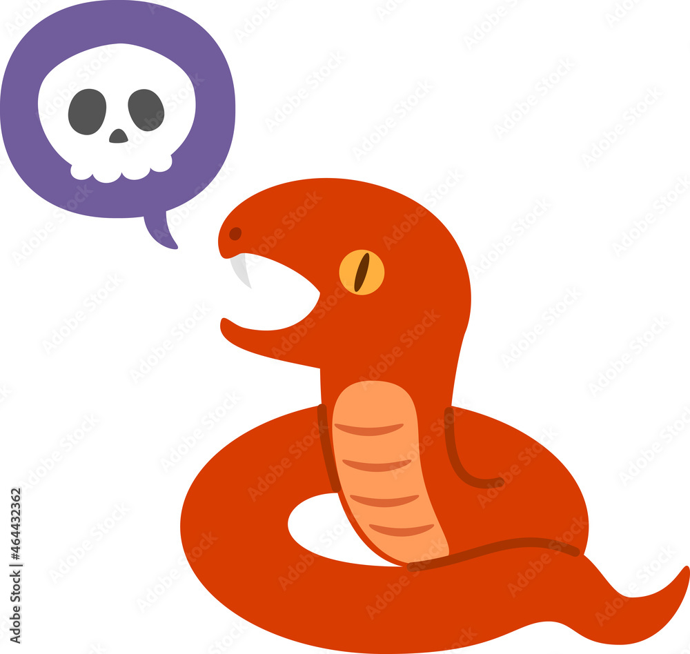 Fototapeta premium 牙があるヘビとドクロマーク