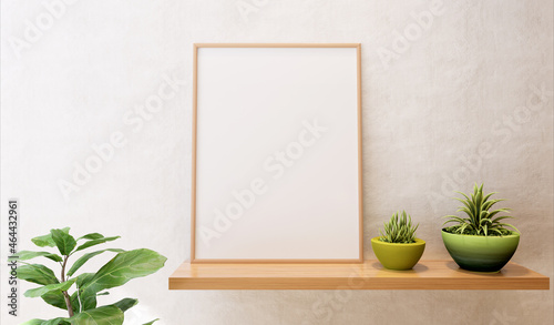 3D Mockup photo frame in Modern interior of living room