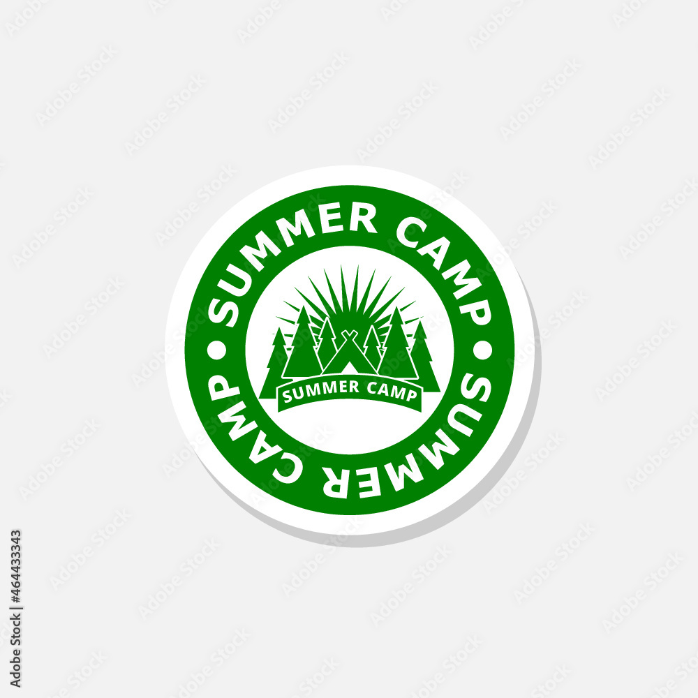 Summer camp sticker icon isolated on white background