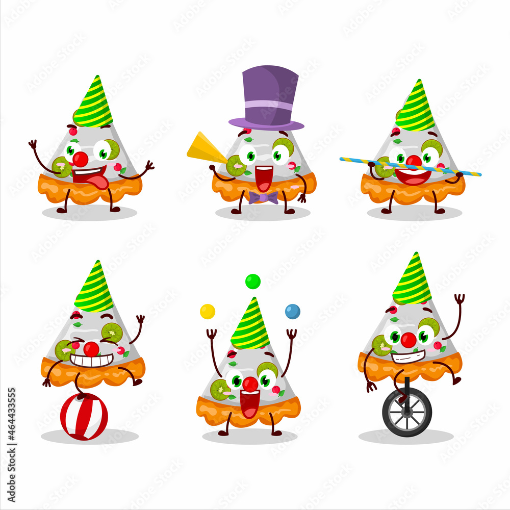 Fototapeta premium Cartoon character of slice of fruit tart with various circus shows
