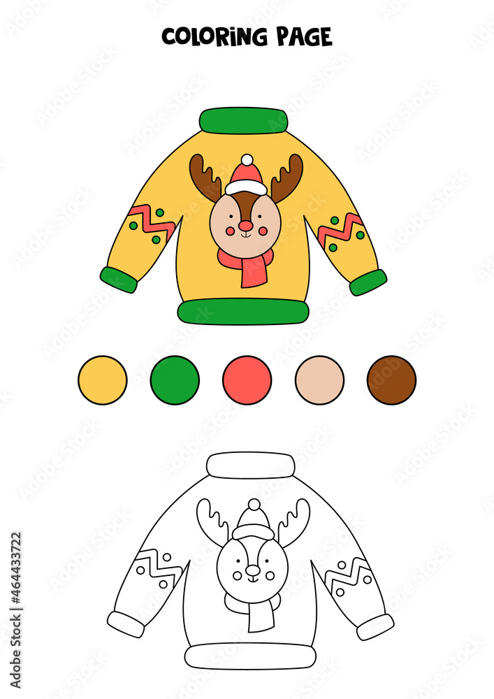 Fototapeta premium Color cute cartoon sweater. Worksheet for kids.