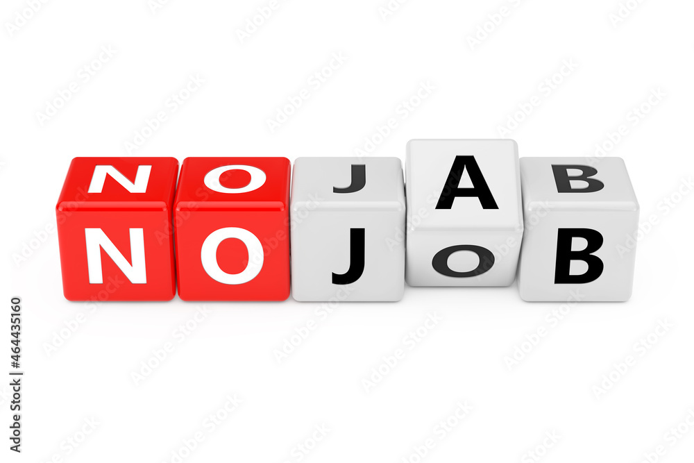 Cube Blocks with the Transition from No Jab to No Job Word. 3d Rendering Cube Blocks with the Transition from No Jab to No Job Word. 3d Rendering