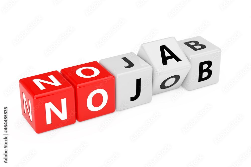 Cube Blocks with the Transition from No Jab to No Job Word. 3d Rendering Cube Blocks with the Transition from No Jab to No Job Word. 3d Rendering