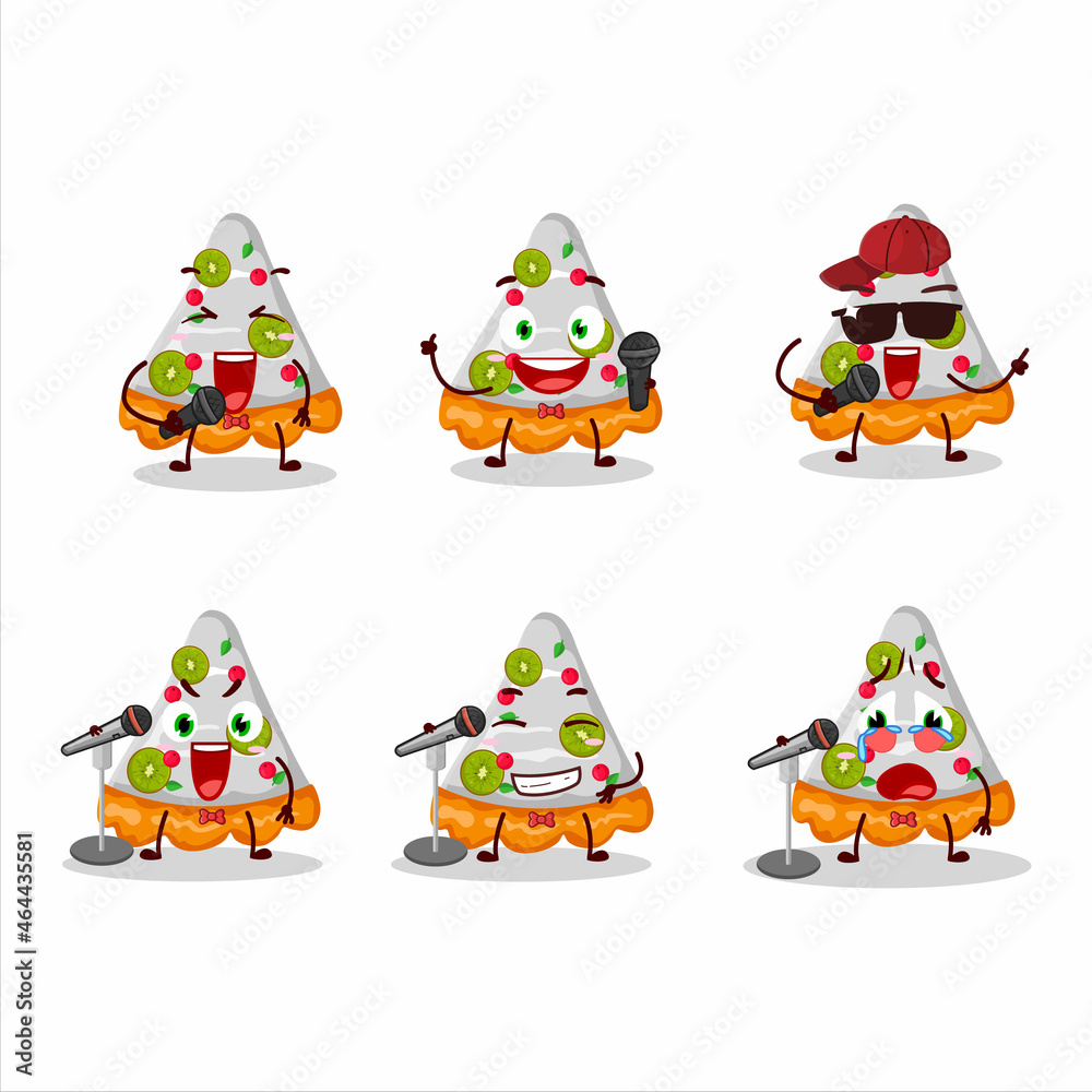 A Cute Cartoon design concept of slice of fruit tart singing a famous song A Cute Cartoon design concept of slice of fruit tart singing a famous song