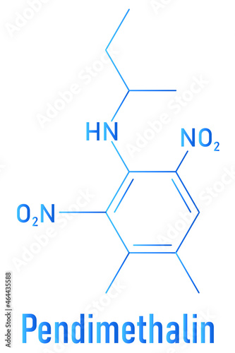 Pendimethalin dinitroaniline class herbicide molecule. Skeletal formula.