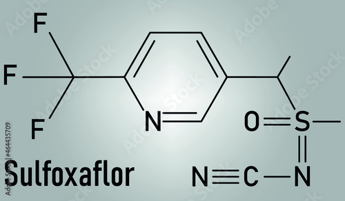 Sulfoxaflor or isoclast insecticide molecule. Skeletal formula. photo